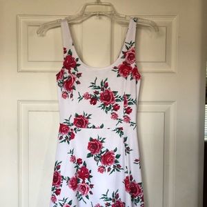 White flowered skater dress